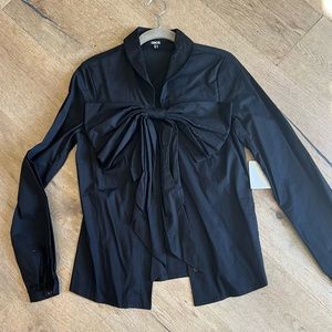 Black large bow blouse